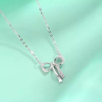 Серебряное ожерелье-бантик S925, женское, циркониевое, гуочао, французская ретро-подвеска в виде бабочки, ювелирное изделие, универсальная цепочка на ключицу 925 Silver