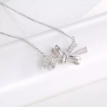 Серебряное ожерелье-бантик S925, женское, легкое, роскошное, нишевое, высокого класса, цепочка на ключицу, темперамент, простое, серебряное, дизайнерское ювелирное изделие 925 Silver
