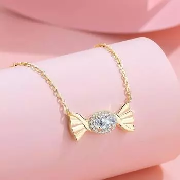 Серебряное ожерелье Candy 925 пробы, изысканная цепочка Candy, легкая, роскошная, универсальная, 18-каратное золото, ключичная цепочка 925 Silver