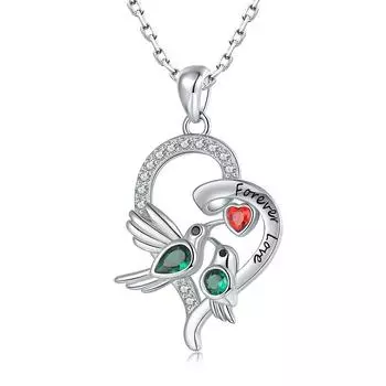 Серебряное ожерелье для пары с подвеской в виде колибри, украшения в виде животных, подарки на День святого Валентина для женщины, жены, девушки, мамы, дочери 45cm and 5cm