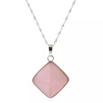 Серебряное ожерелье из натурального камня из розового кварца, серебряная цепочка