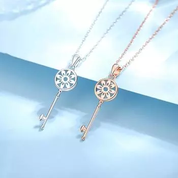Серебряное ожерелье-ключ для женщин из розового золота S925, модная цепочка на ключицу