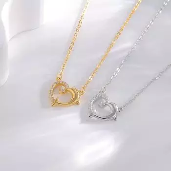 Серебряное ожерелье «Любовь дельфина» 925 пробы, женское, легкое, роскошное, модное, полое, подвесное, нишевое, универсальное, ключичная цепочка, прилив 925 silver