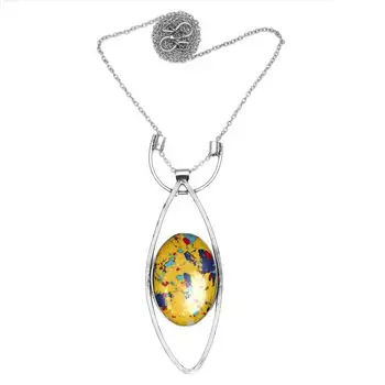 Серебряное ожерелье ручной работы ко Дню матери с мозаичным яшмовым драгоценным камнем 20 дюймов