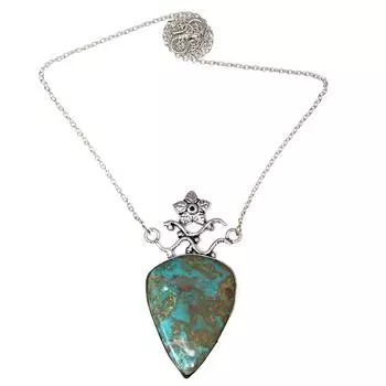 Серебряное ожерелье ручной работы с бирюзовыми драгоценными камнями на День матери, этническое, 20 дюймов