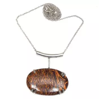 Серебряное ожерелье ручной работы с драгоценными камнями Marium Jasper на День матери, 20 дюймов