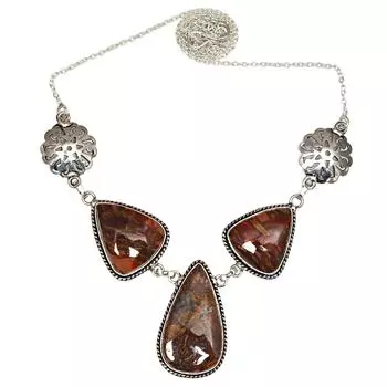 Серебряное ожерелье ручной работы с драгоценными камнями Marium Jasper на День матери, 20 дюймов