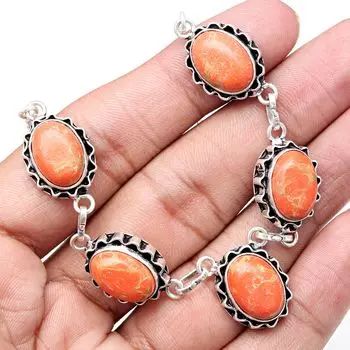 Серебряное ожерелье ручной работы с красным кораллом на День матери 20 дюймов