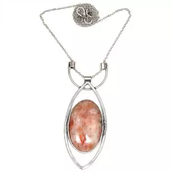 Серебряное ожерелье ручной работы с солнечным камнем на День матери, 20 дюймов