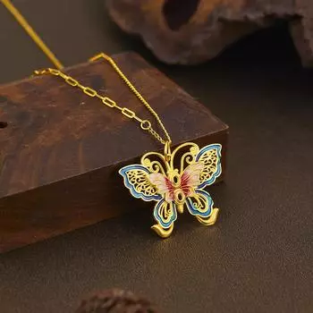 Серебряное ожерелье S925 Court Enamel Symphony Butterfly, женская цепочка-бабочка премиум-класса на ключицу 925 Silver