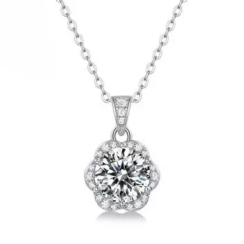 Серебряное ожерелье S925 Flower Ball с подвеской Moissanite Elated, летняя милая цепочка на ключицу 925 silver