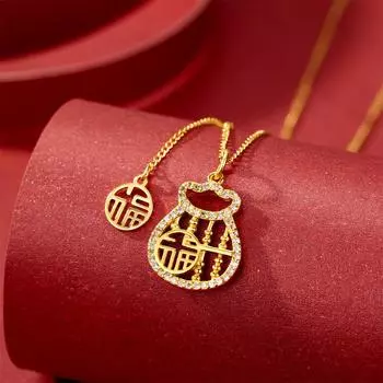 Серебряное ожерелье S925 Fortune Brand Abacus в женском стиле с подвеской в виде полой сумки с посеребренной кисточкой на ключицу 925 silver