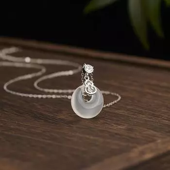 Серебряное ожерелье S925 Gourd с безопасной пряжкой, женское, Niche Natural High Ice White Chalcedony Clavicle Chain 925 silver