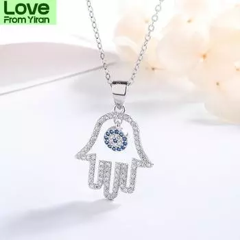 Серебряное ожерелье S925 Palm Turkish Eye с подвеской, модное, индивидуальное, из стерлингового серебра для женщин серебряный