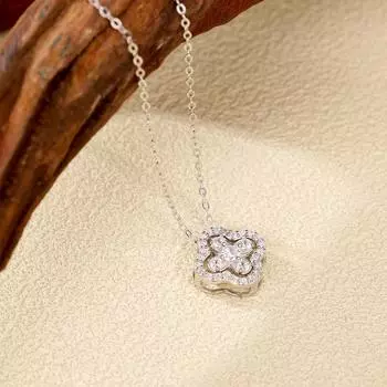 Серебряное ожерелье S925 пробы с четырехлистным клевером на удачу, женская мода, легкая роскошь, полная циркония, умная подвеска, которую можно носить в двух экземплярах 925 Silver