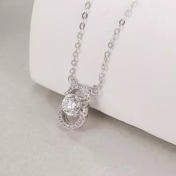 Серебряное ожерелье S925 пробы с концентрическим узлом для женщин, серия концентрических узлов из цельного циркония, модный легкий роскошный кулон с подвеской в виде восьмерки, цилиндр замка 925 silver