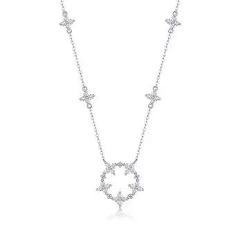 Серебряное ожерелье S925 пробы с подвеской из муассанита, модные аксессуары на ключицу