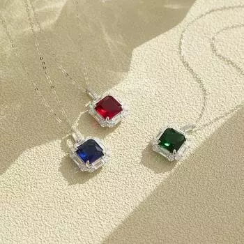 Серебряное ожерелье S925 пробы, женское, имитация цветного драгоценного камня, подвеска из циркона, изысканная цепочка на ключицу в стиле ретро, серебряные украшения 925 silver
