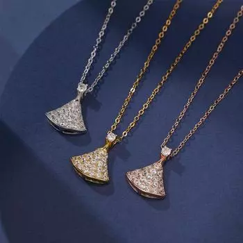 Серебряное ожерелье S925 с бриллиантами, женское, с подвеской-веером из циркония, темпераментная ниша, высококачественная цепочка для ключицы, прилив 925 silver