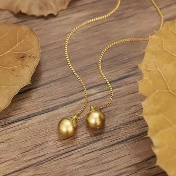 Серебряное ожерелье S925 с двумя идеальными маленькими золотыми шариками, женское ретро-подвеска по запросу, 3D-искусство 925 silver