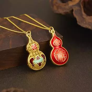 Серебряное ожерелье S925 с изображением благословения в виде двухсторонней тыквы, украшенное одним украшением и двумя цепочками на ключицы. мода 925 silver