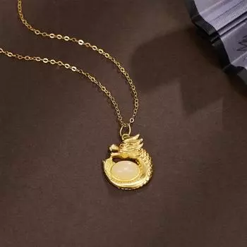 Серебряное ожерелье S925 с изображением дракона, женское, натуральный хетаньский нефрит, кулон в стиле ретро, цепочка на ключицу, ювелирные изделия 925 silver золотой