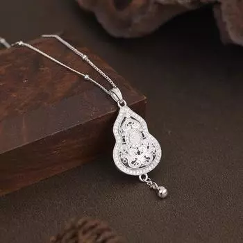 Серебряное ожерелье S925 с каплями воды и цирконием в форме благоприятного облака в форме тыквы, женское, с подвеской Fulu, этнический стиль, цепочка на ключицу, мода 925 silver