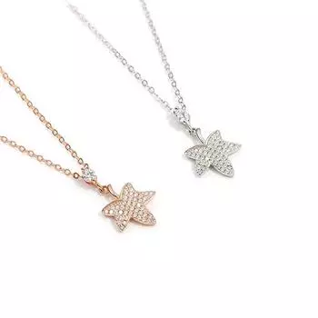 Серебряное ожерелье S925 с кленовым листом на ключицу, женское, полностью бриллиантовое, легкое, роскошное, подходящее ко всему, простое, холодное, стильное 925