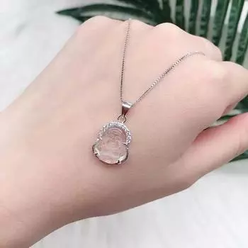 Серебряное ожерелье S925 с маленьким улыбающимся Буддой в виде ключицы, женская национальная мода, новый китайский стиль, белый халцедон, аксессуары для Будды Майтреи 925