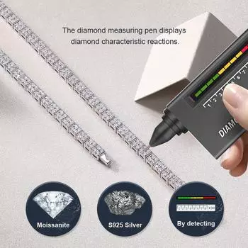 Серебряное ожерелье S925 с муассанитом, мужская и женская цепочка на ключицу 45cm long