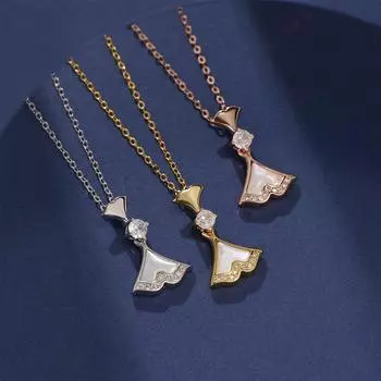 Серебряное ожерелье S925 с небольшой юбкой, женское, из розового золота с цирконием, легкая роскошная подвеска-веер, веерообразная, белая рябчиковая цепочка на ключицу, мода 925 Silver