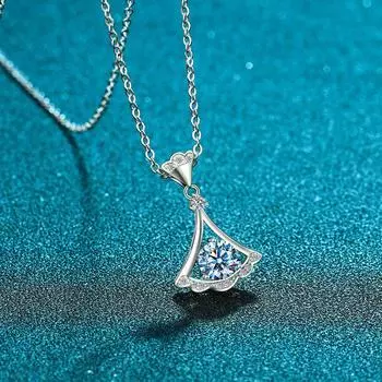 Серебряное ожерелье S925 с подвеской в виде веера для женщин с подвеской в виде веера весом в один карат, модная индивидуальная цепочка на ключицу 925 Silver