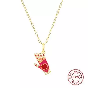 Серебряное ожерелье S925 с розовым сердцем и каплями масла Love Clavicle, креативное ожерелье с игральными картами и глазом дьявола 925 Silver