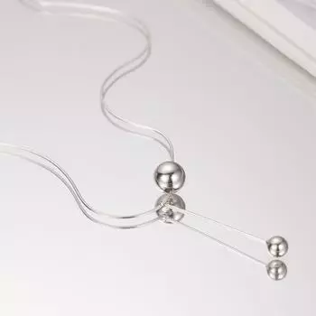 Серебряное ожерелье S925 с шариками, легкая роскошь, ниша, холодный ветер, женская летняя цепочка на ключицу, простые ювелирные изделия высокого класса 925 Silver белого золота