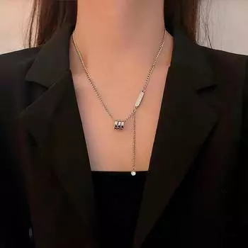 Серебряное ожерелье S925 с тонкой талией для женщин в стиле хип-хоп с милым стильным кольцом и подвеской-кисточкой 925