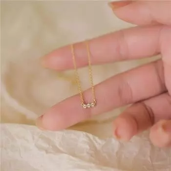 Серебряное ожерелье S925 с тремя бриллиантами для женщин в японском стиле, мягкая роскошь, минималистский стиль, ниша, ключичная цепочка 925