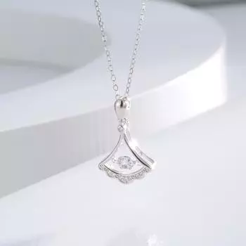 Серебряное ожерелье S925 с юбкой, простая подвеска-веер, женская капля воды, ниша, бьющееся сердце, цепочка на ключицу, с днем рождения 925 Silver белого золота