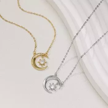 Серебряное ожерелье S925 Star Moon, женское, легкое, роскошное, подвеска Niche Star Moon Lifting, цепочка премиум-класса на ключицу, ювелирные изделия в стиле мода 925 Silver белого золота