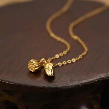 Серебряное ожерелье S925 Two Worlds Lotus, женская цепочка Guochao Simple Clavicle, подвеска с темперой, цепочка на шею, аксессуары 925 silver золотой