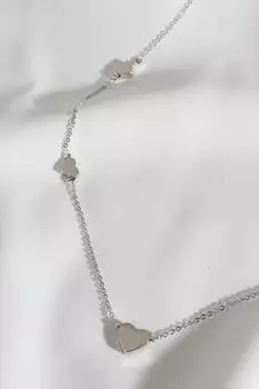 Серебряное ожерелье с 5 сердечками