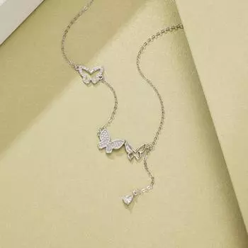 Серебряное ожерелье с бахромой в виде бабочки S925, женское, легкое, роскошное, с бриллиантами, нишевое, интернет-знаменитость, цепочка на ключицу Mori, ювелирные изделия высокого класса, мода 925 Silver