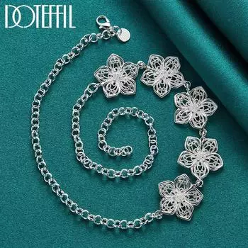 Серебряное ожерелье с цветком, модные свадебные украшения