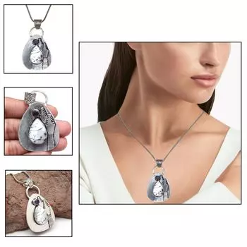 Серебряное ожерелье с дендритом, гранатом, подаренным ювелирным изделием, опалом, 18 дюймов, драгоценный камень, опал