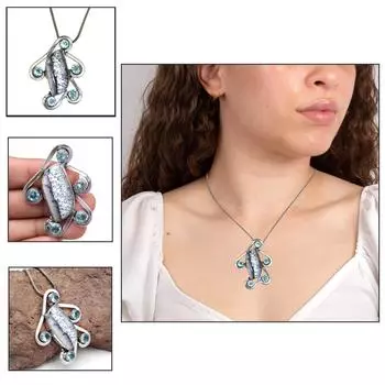 Серебряное ожерелье с дендритом, гранатом, подаренным ювелирным изделием, опалом, 18 дюймов, драгоценный камень, опал