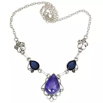 Серебряное ожерелье с драгоценным камнем «День матери» из агата Ботсваны, 20 дюймов