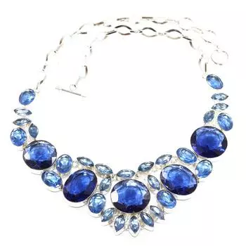 Серебряное ожерелье с драгоценным камнем из кварца танзанита, друзья, 16-18 дюймов