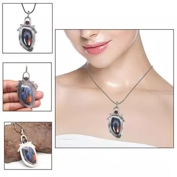 Серебряное ожерелье с драгоценным камнем, подаренный аметист, ювелирное изделие содалит, 18 дюймов содалит