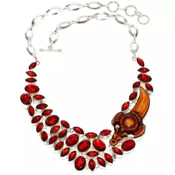 Серебряное ожерелье с драгоценными камнями из мозамбикского граната, 16-18 дюймов