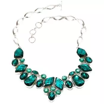 Серебряное ожерелье с драгоценными камнями из хромдиопсида, друзья, 16-18 дюймов