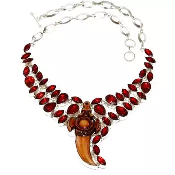 Серебряное ожерелье с драгоценными камнями из мозамбикского граната, 16-18 дюймов